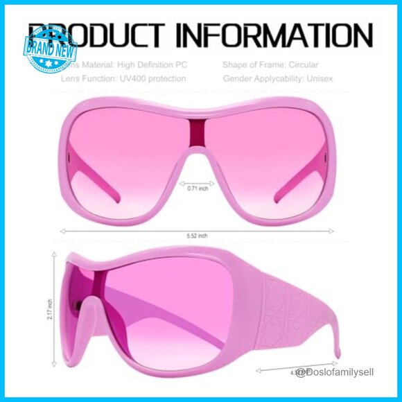 Oversized Wrap Around Sunglasses Retro Y2K Funky Shield UV Protection